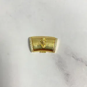 10K Yellow Gold Diamond On The Size Sleek Lock With Panther / 6gr / 11.5mm / 0.8in