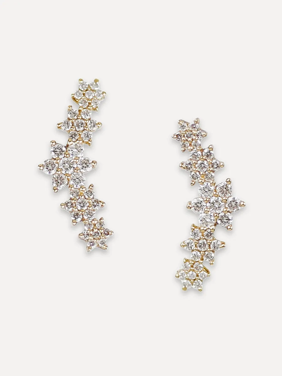 14K Diamond Daisy Chain Climber Studs