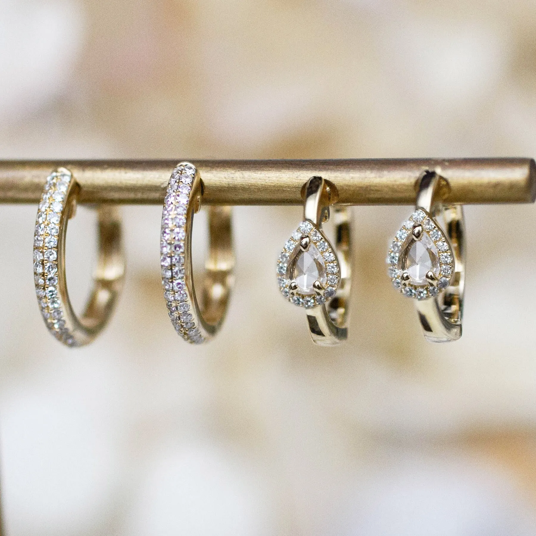14K Diamond Pavé Huggie Hoops