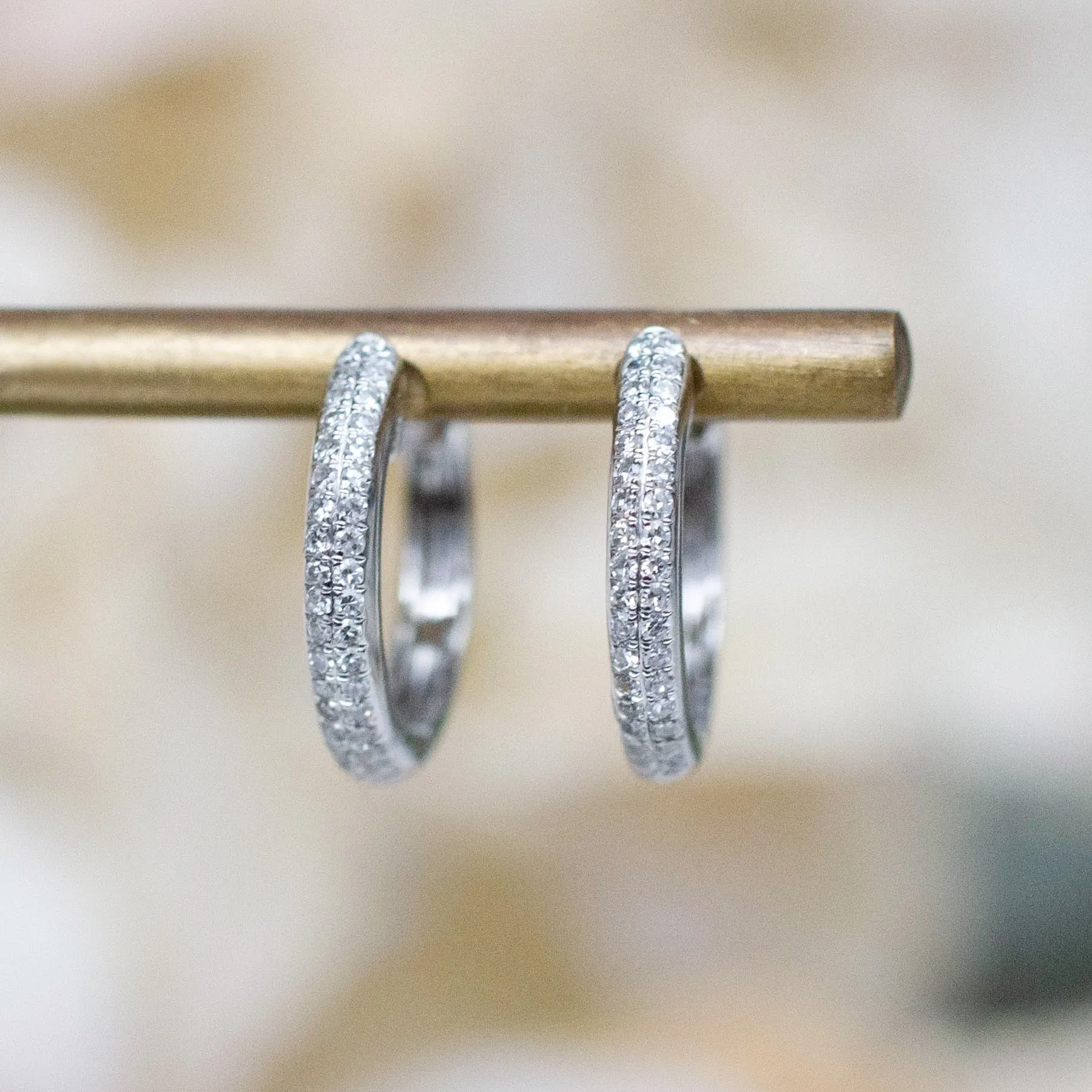 14K Diamond Pavé Huggie Hoops