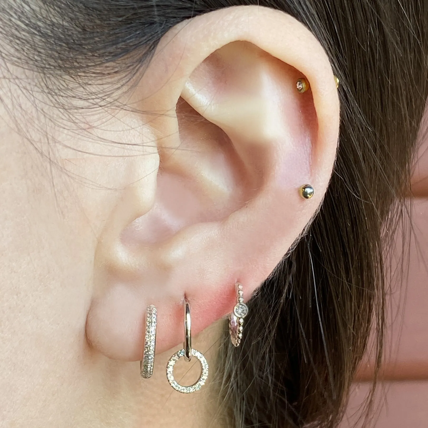 14K Diamond Pavé Huggie Hoops