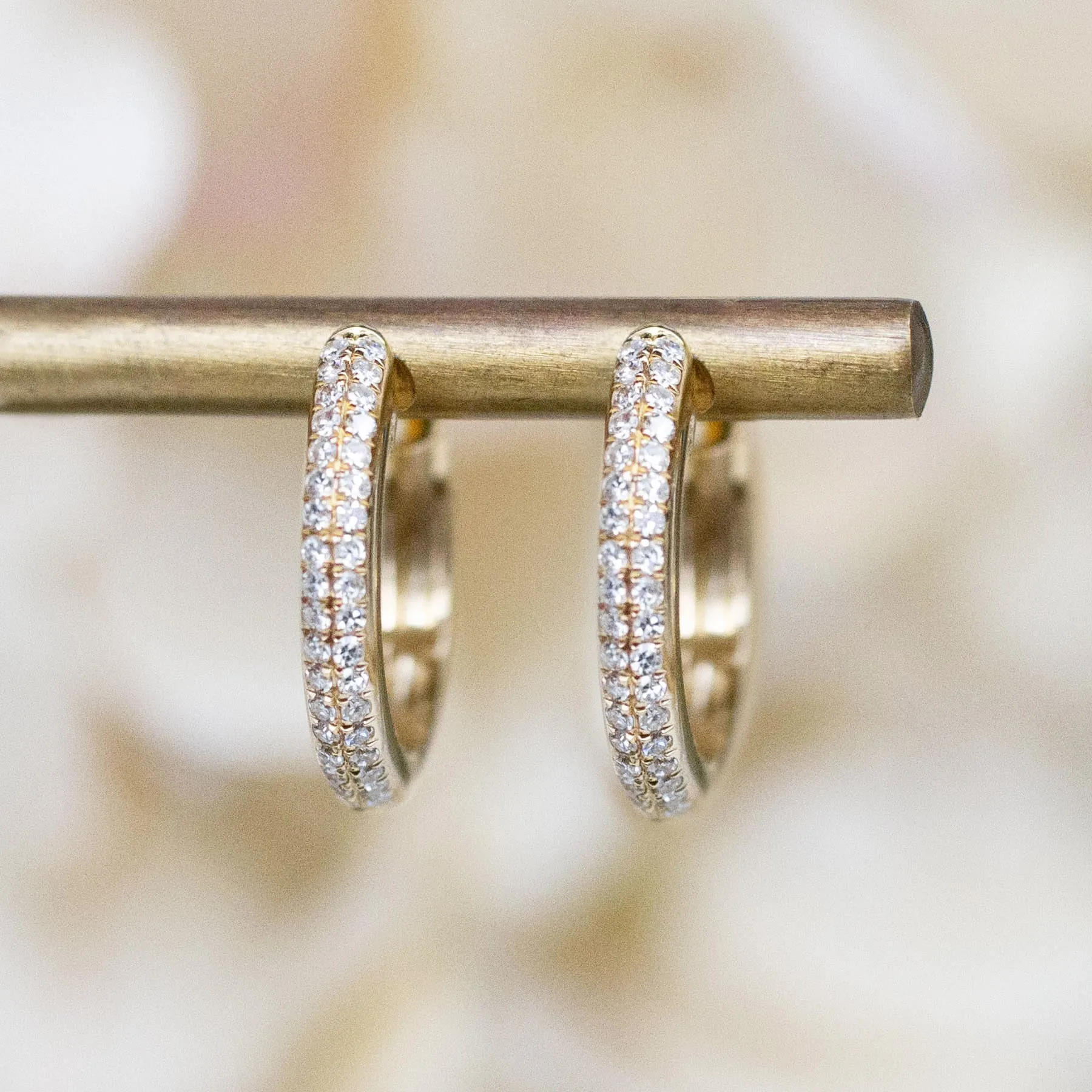 14K Diamond Pavé Huggie Hoops