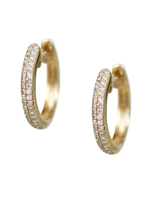 14K Diamond Pavé Huggie Hoops