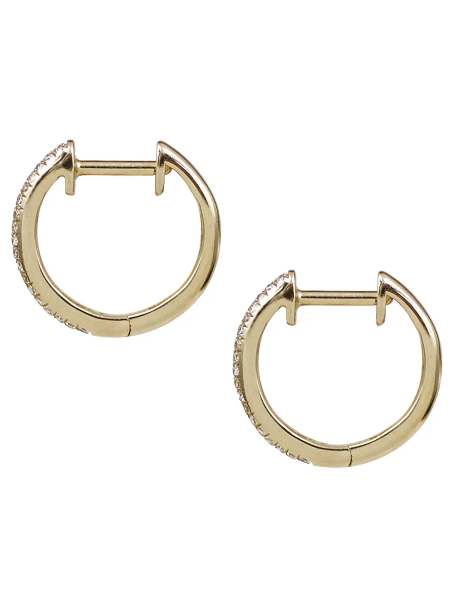 14K Diamond Pavé Huggie Hoops