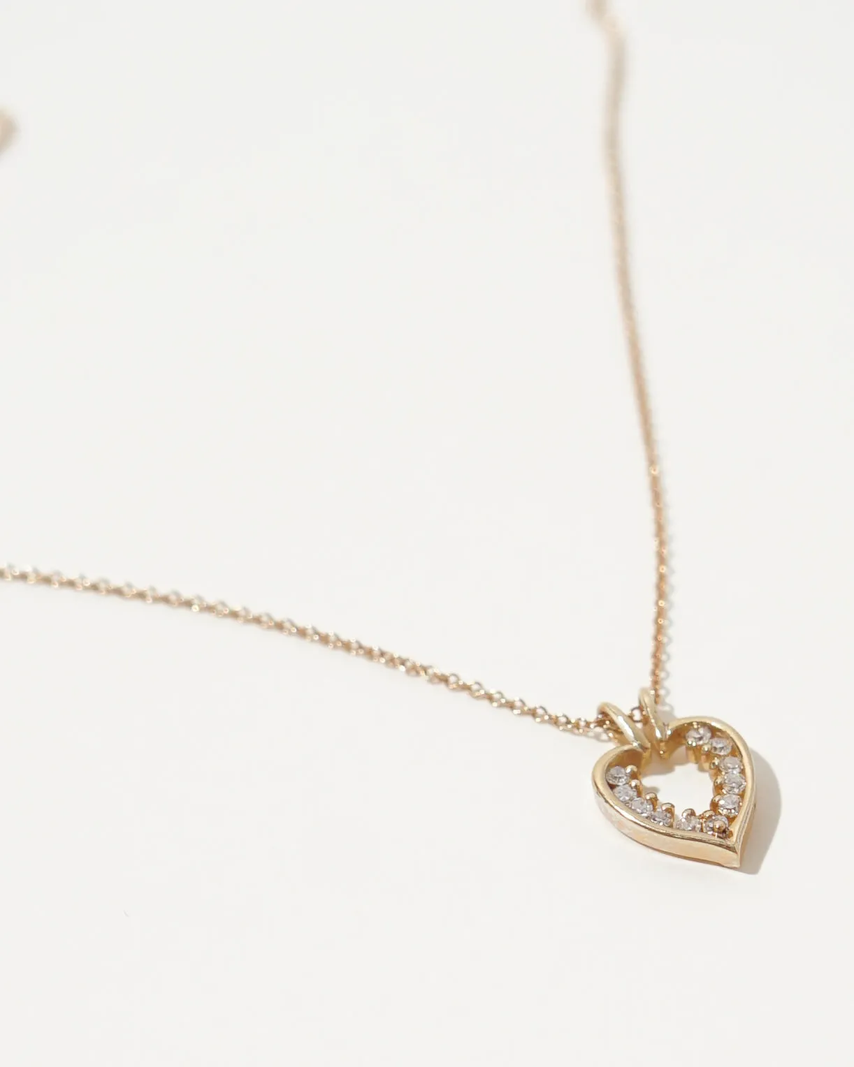 14k Gold Chain Necklace w/ Diamond Heart Charm