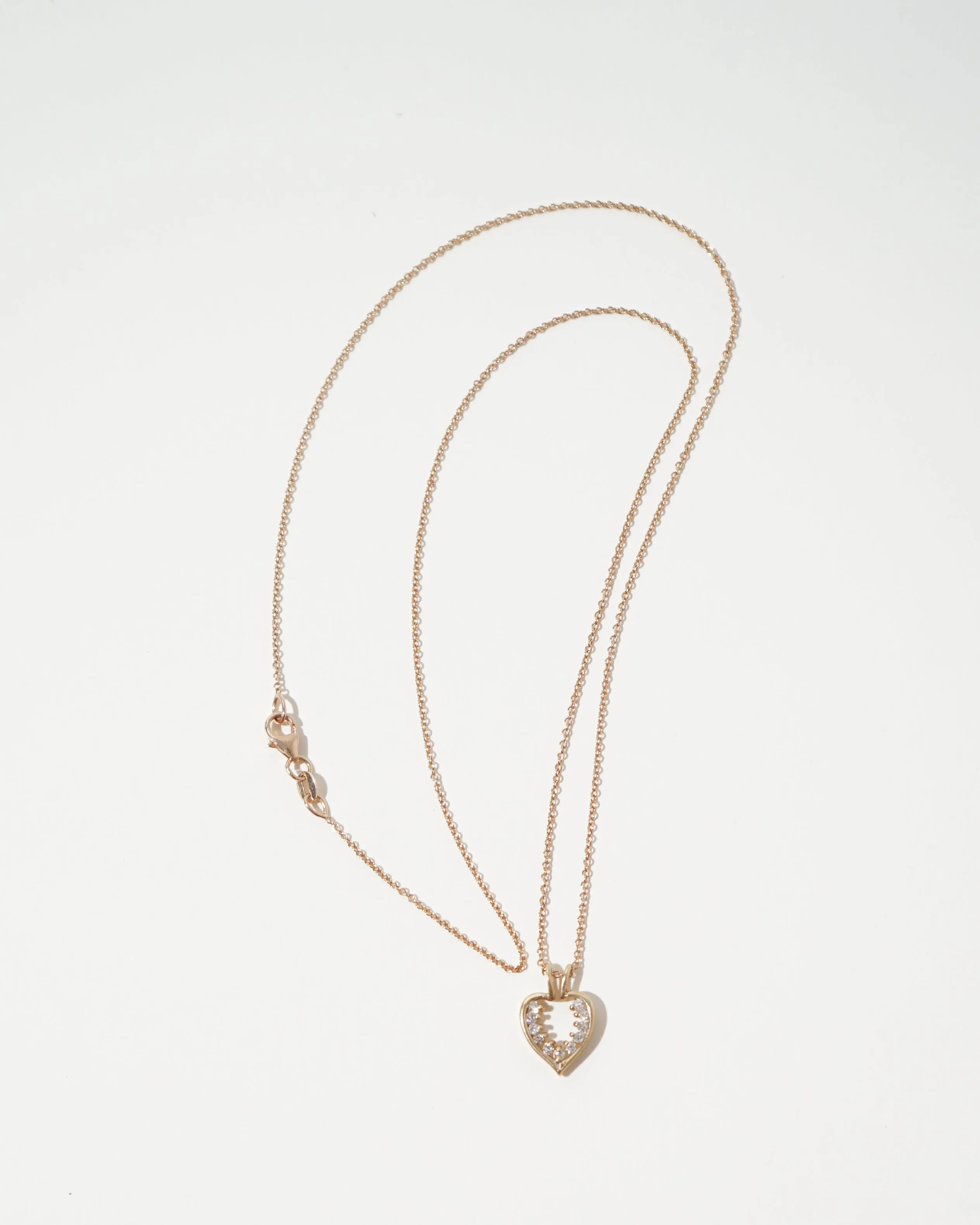 14k Gold Chain Necklace w/ Diamond Heart Charm