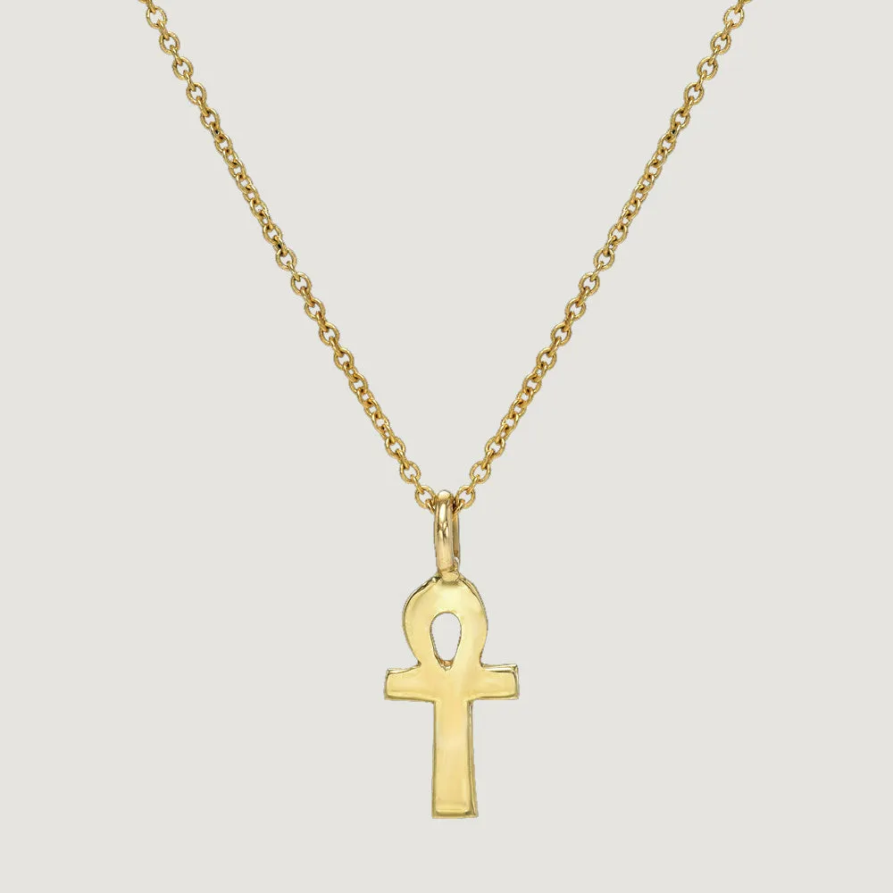 14k Mini Ankh Charm Necklace