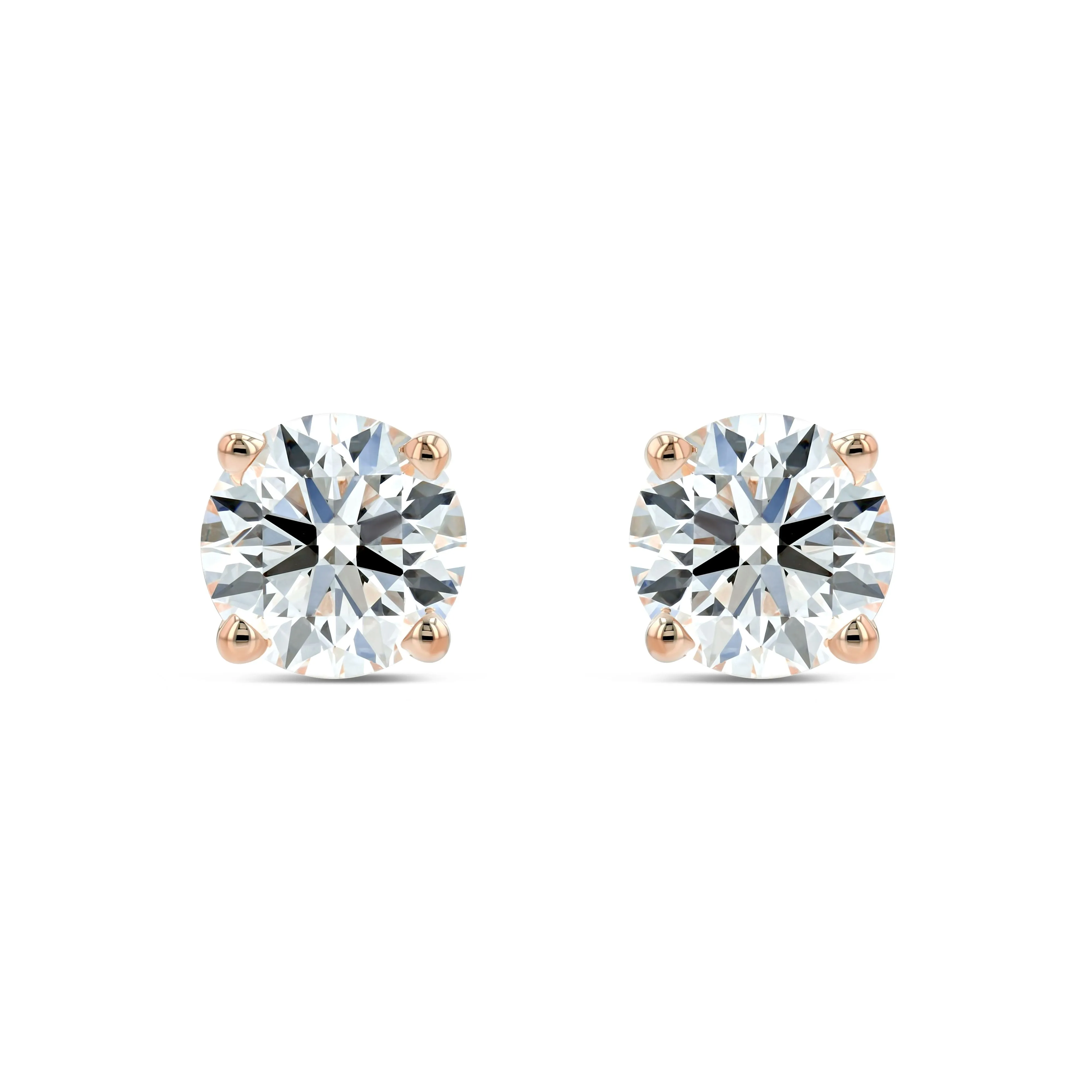 14k Rose Gold 4-prong Round Diamond Stud Earrings 1ctw (5.00mm Ea), H Color, Si3-i1 Clarity