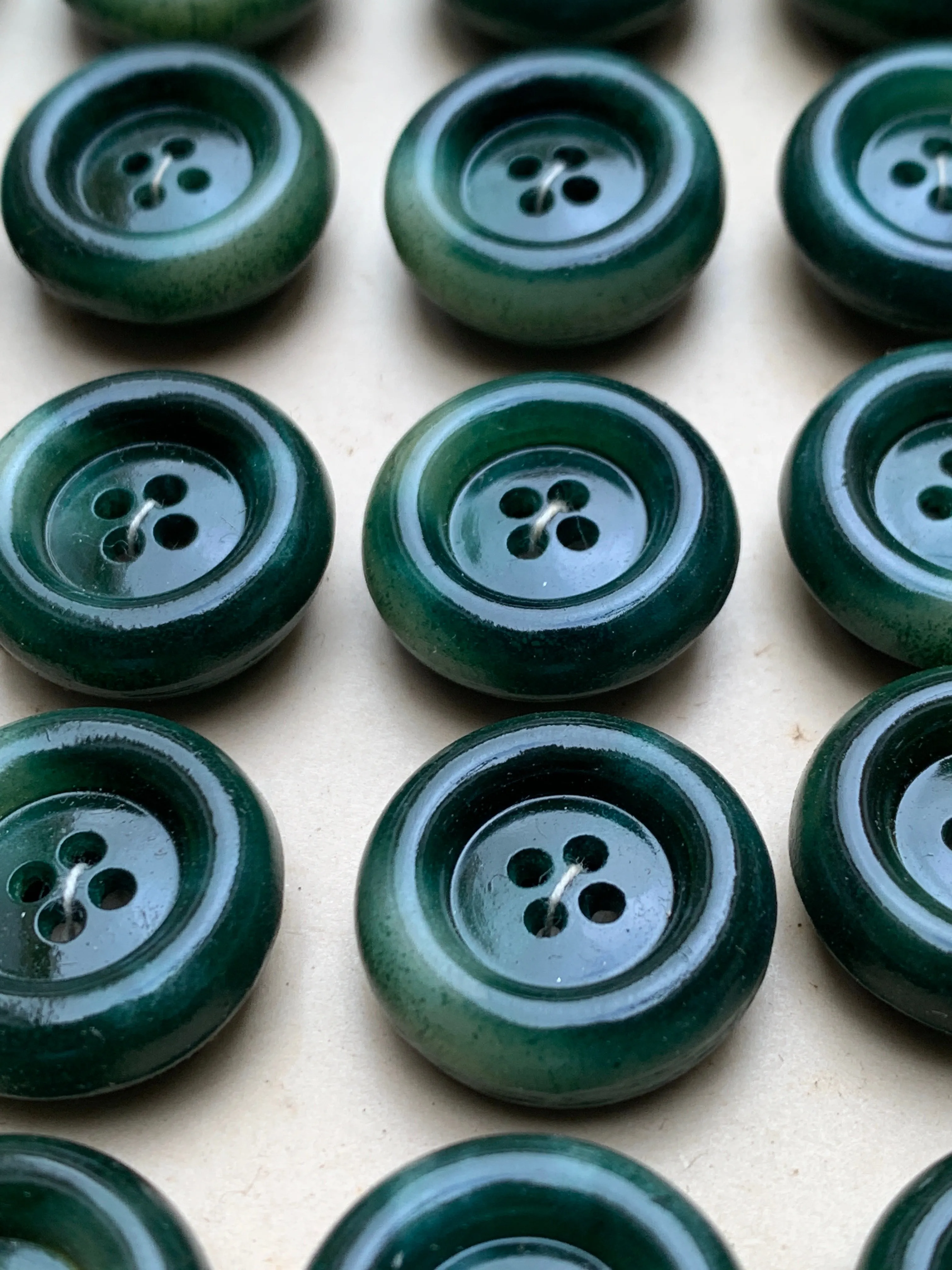 24 Smudged Green Vintage 2cm Buttons...Substantially Smooth and Chunky.