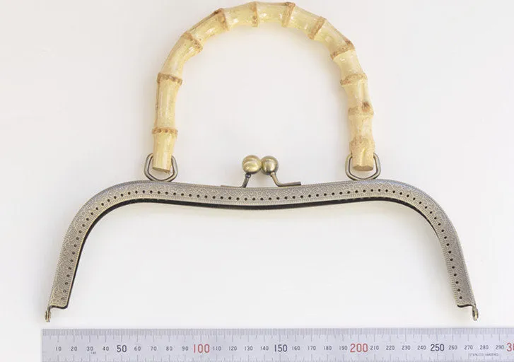 27cm Bronze Screwing Purse Frame With Natural Bamboo Handle 27cm ( 10")