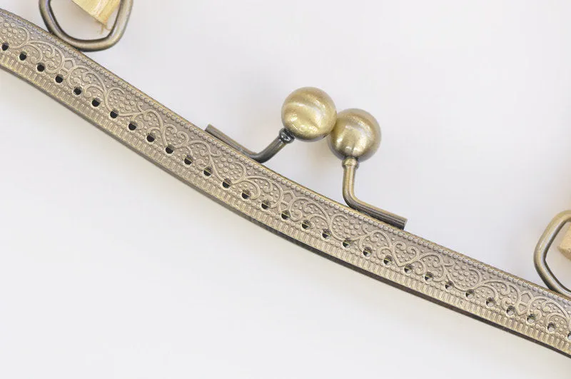 27cm Bronze Screwing Purse Frame With Natural Bamboo Handle 27cm ( 10")