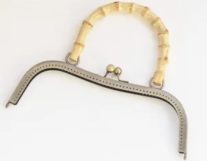 27cm Bronze Screwing Purse Frame With Natural Bamboo Handle 27cm ( 10")