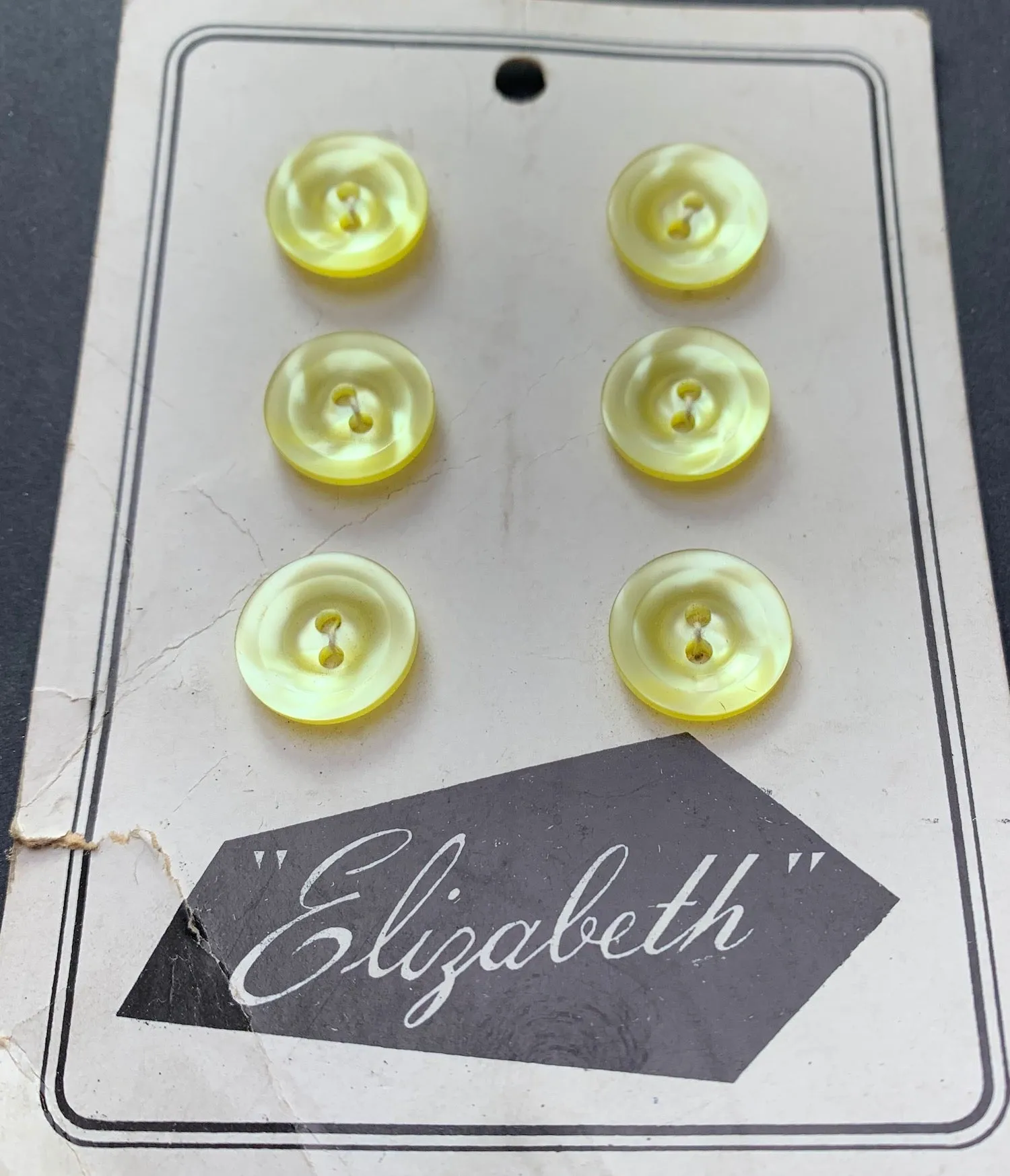 6 Shimmery Yellow 1.4cm or 1.7cm Vintage Lucite Buttons