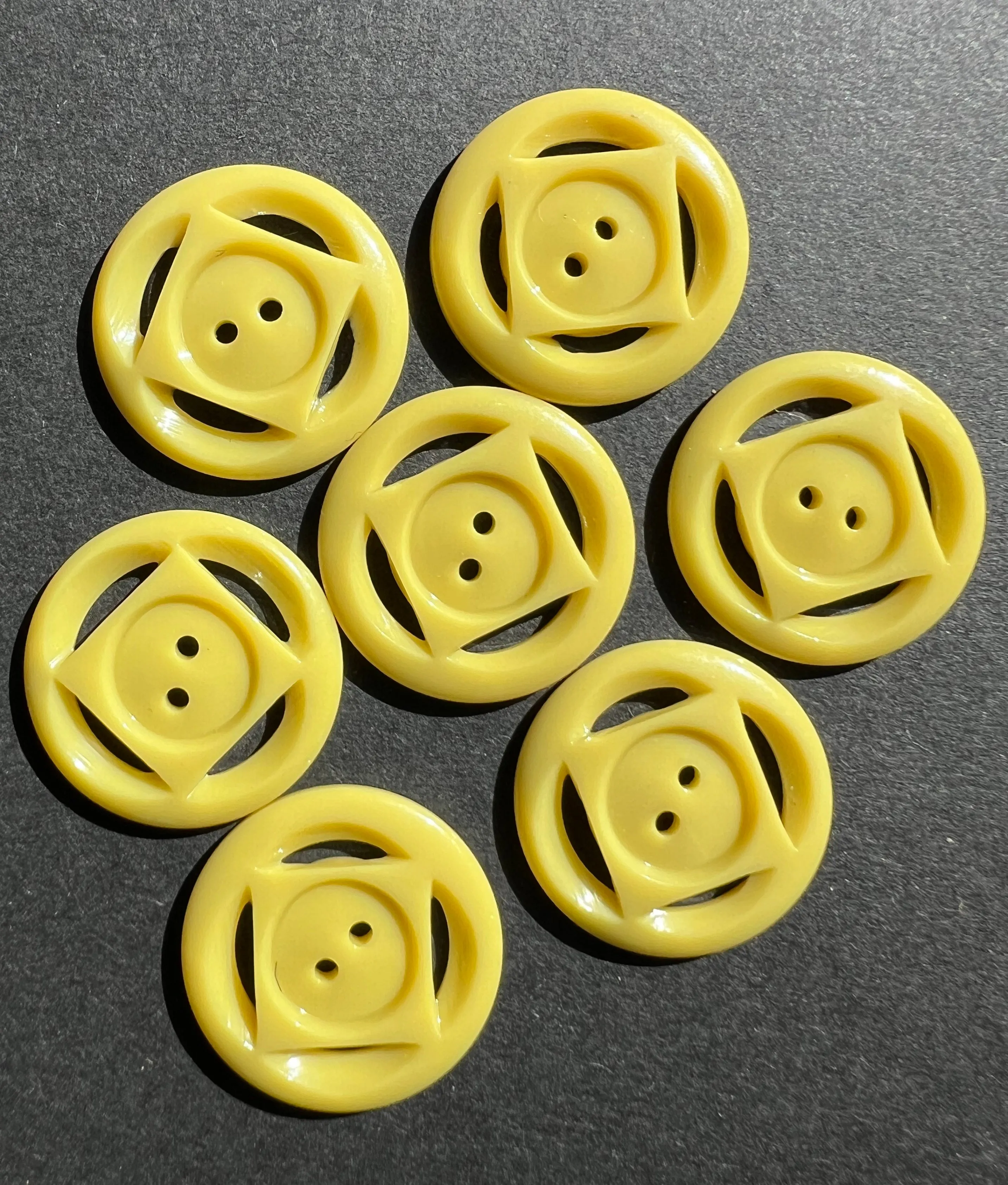 7 Mustard Yellow Vintage French 2.2cm Buttons