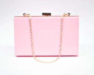 Acrylic clutch bag shoulder bag with removable chain Pink