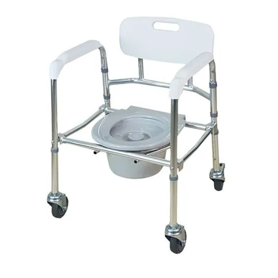 Aluminium Foldable Height Adjustable Mobile Commode