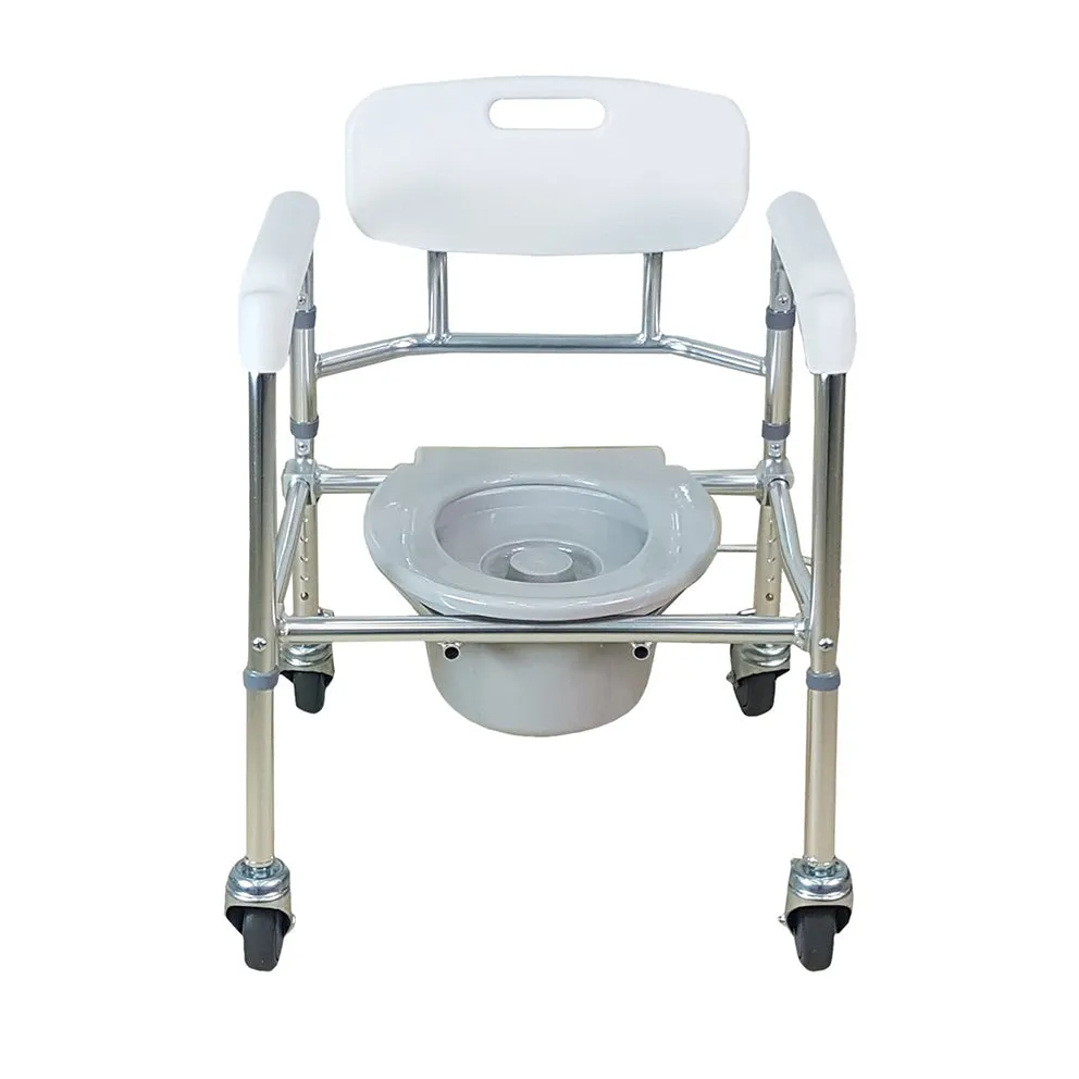 Aluminium Foldable Height Adjustable Mobile Commode