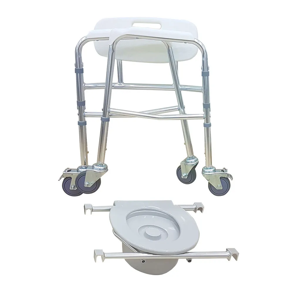Aluminium Foldable Height Adjustable Mobile Commode