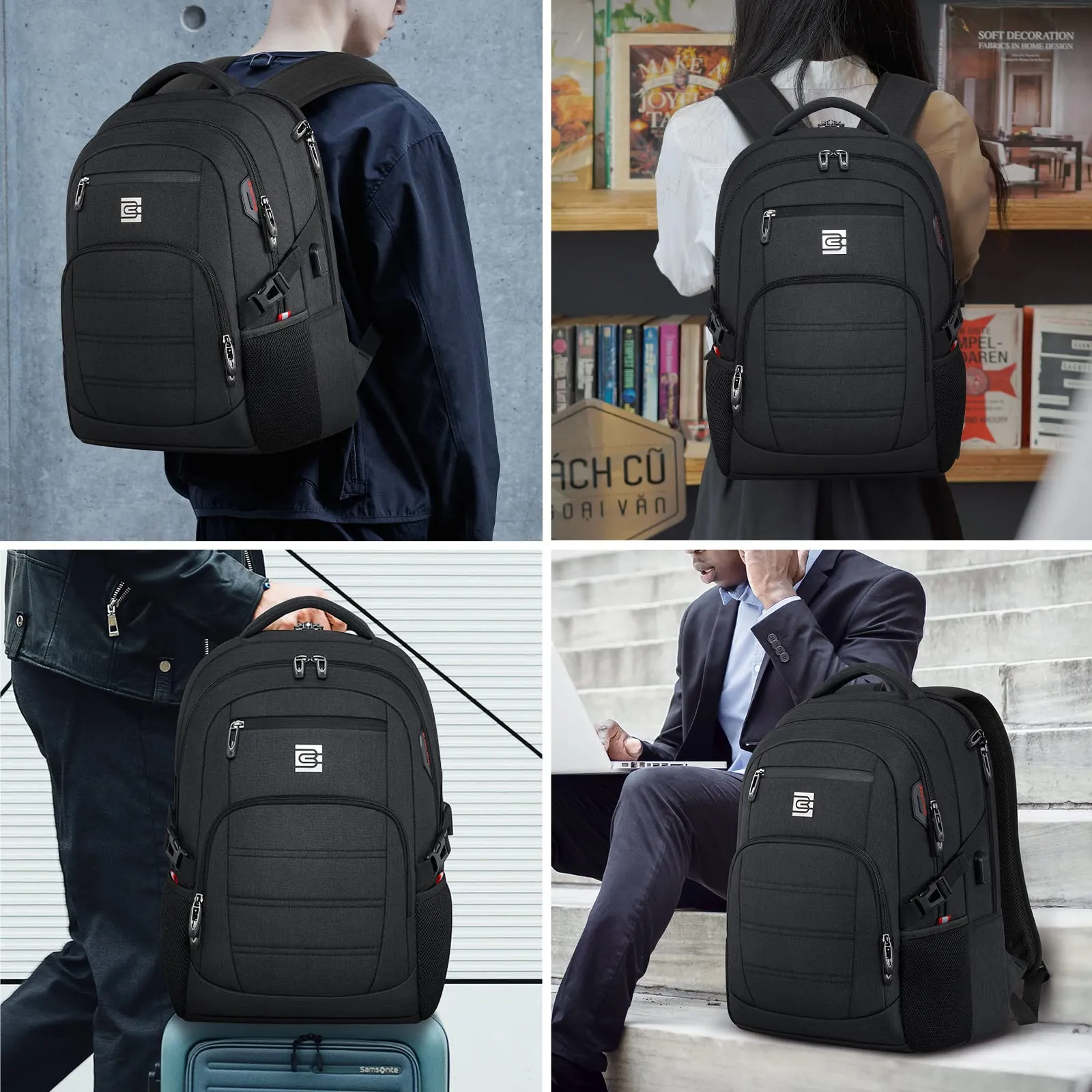 Bagsure Travel Laptop Backpack, Business Water Resistant Laptop Backpack with USB Charging Port