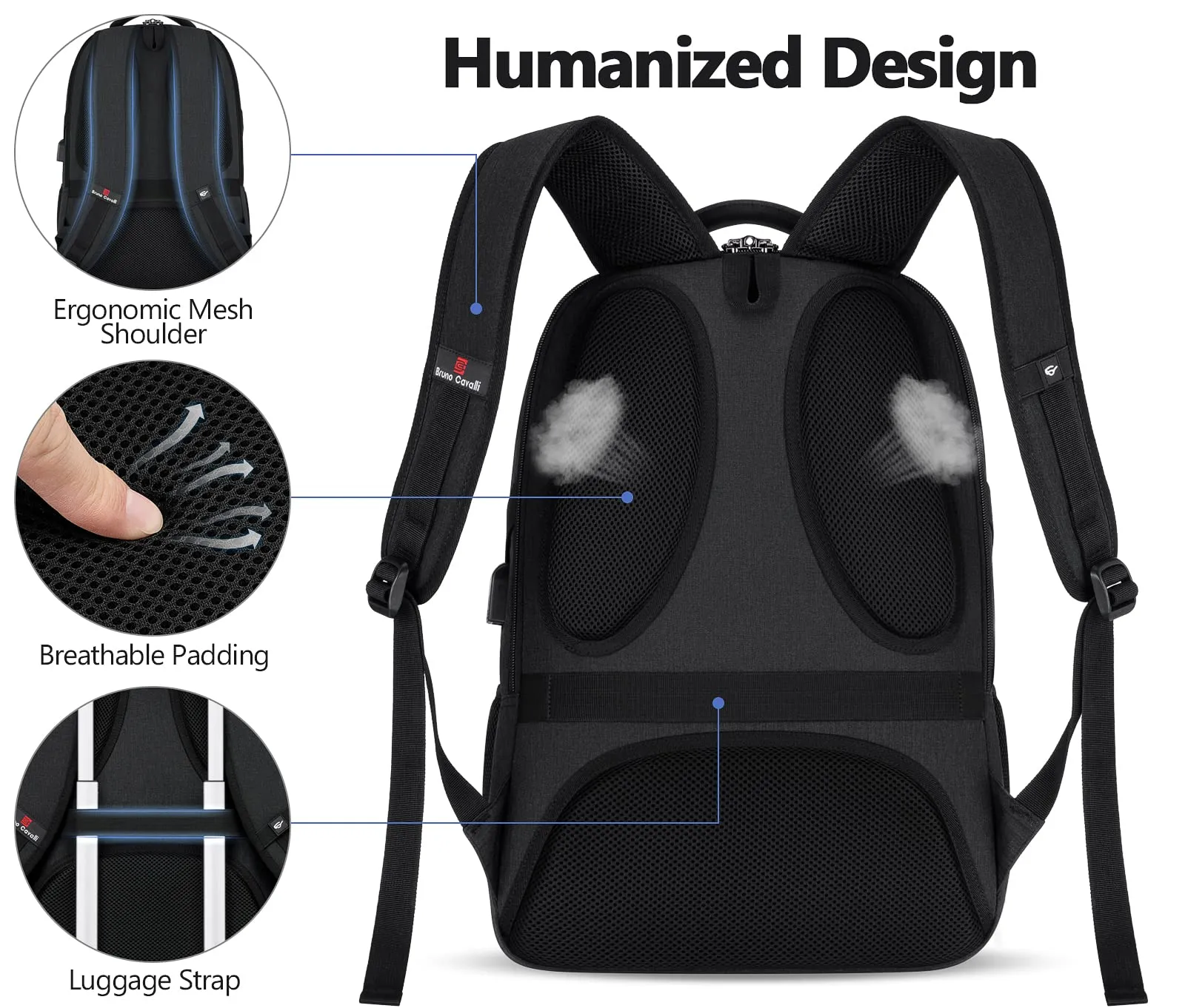 Bagsure Travel Laptop Backpack, Business Water Resistant Laptop Backpack with USB Charging Port