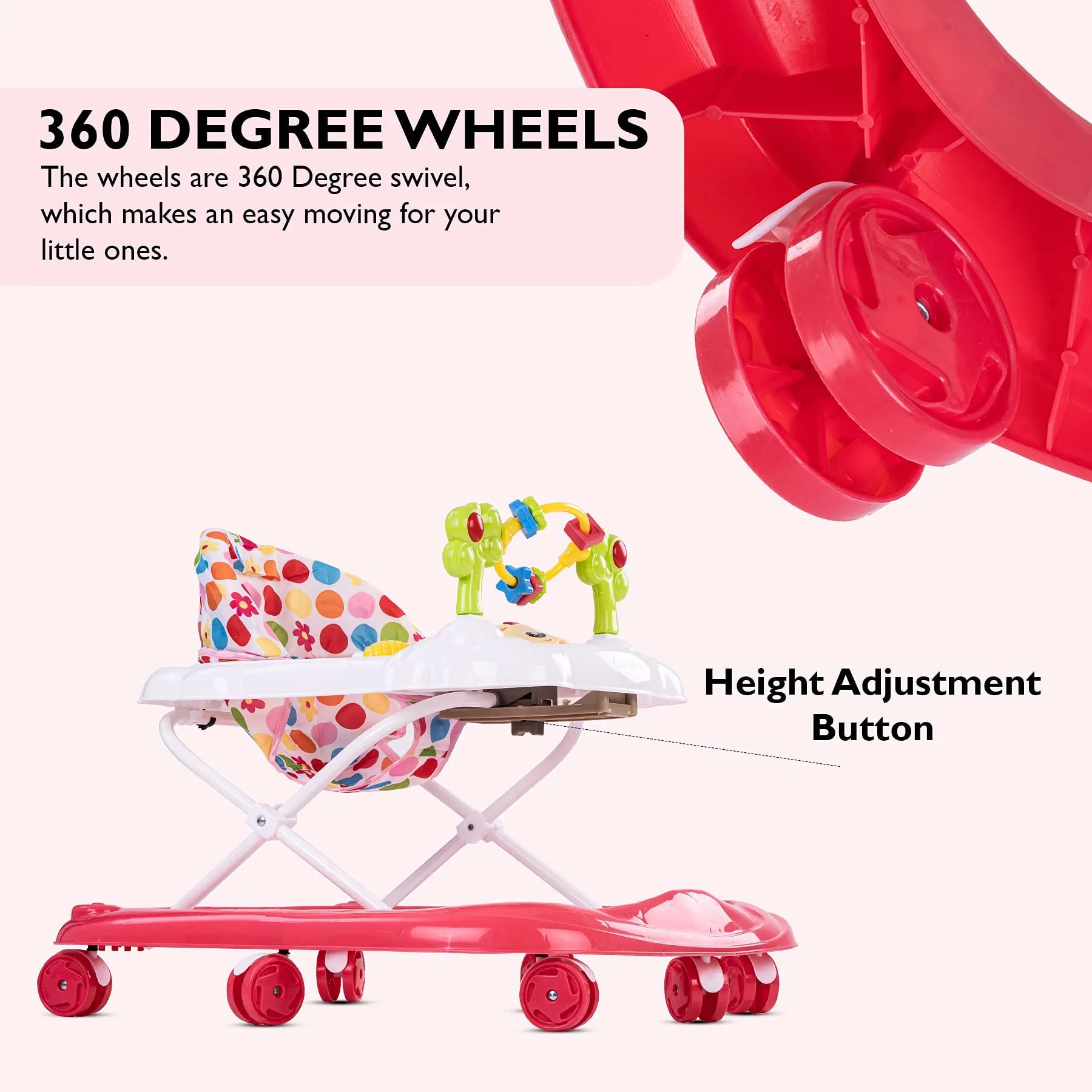 Baybee Bobble Baby Walker for Kids with Foldable & 3 Height Adjustable