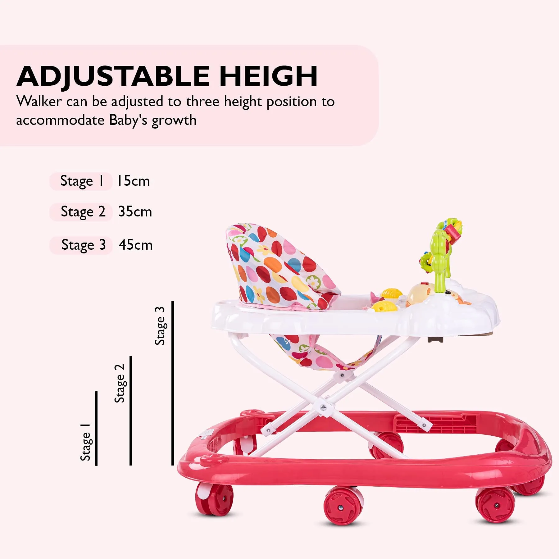 Baybee Bobble Baby Walker for Kids with Foldable & 3 Height Adjustable