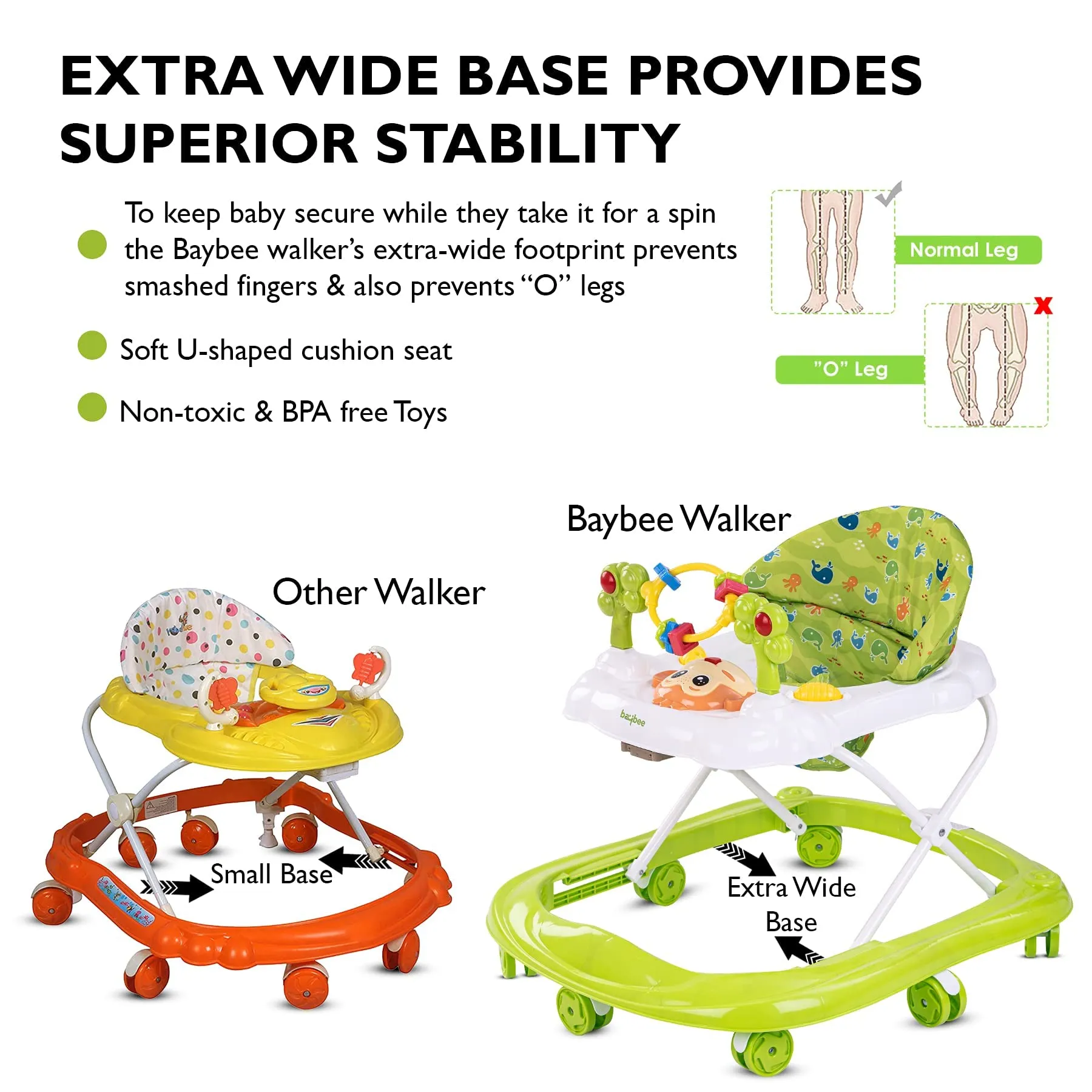 Baybee Bobble Baby Walker for Kids with Foldable & 3 Height Adjustable