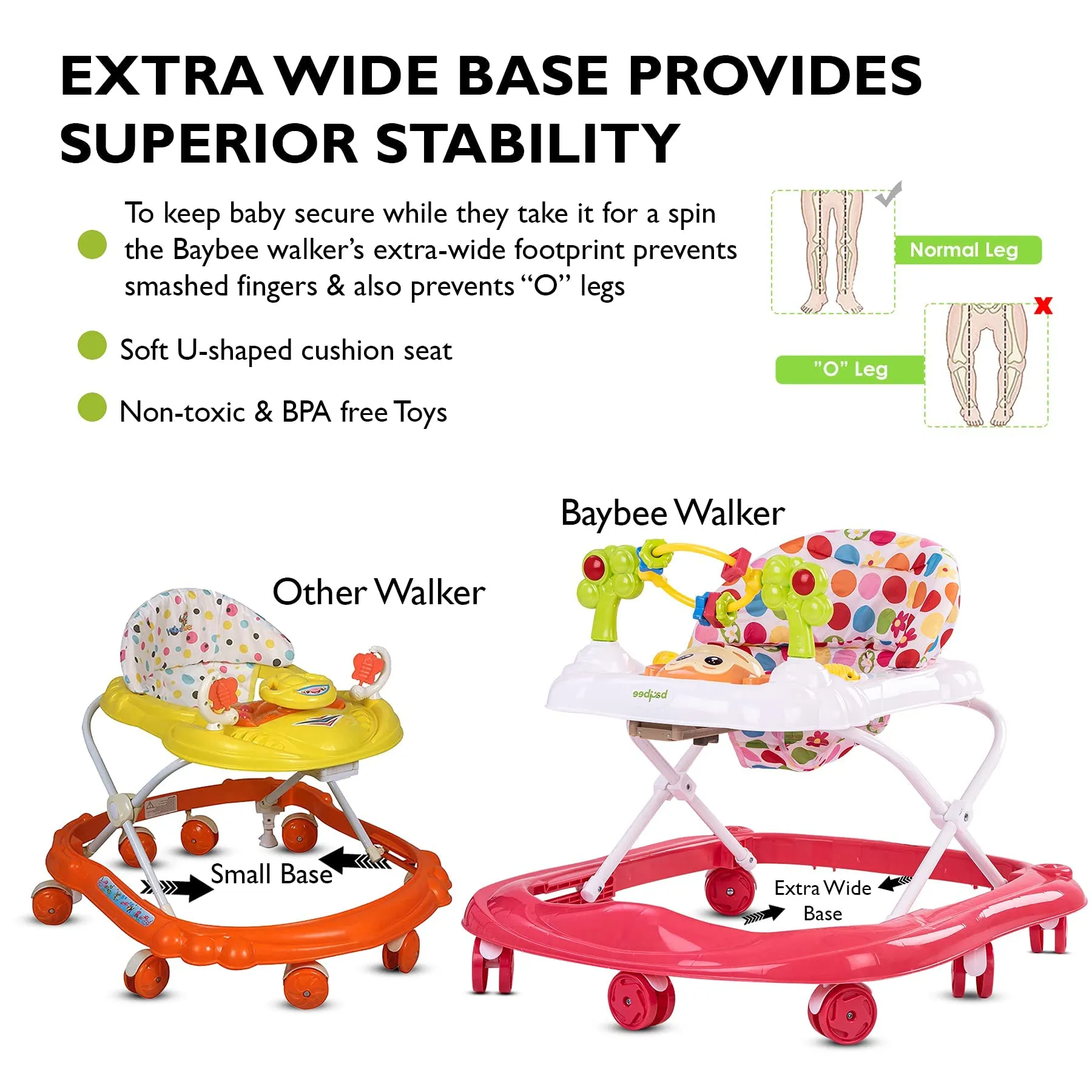 Baybee Bobble Baby Walker for Kids with Foldable & 3 Height Adjustable