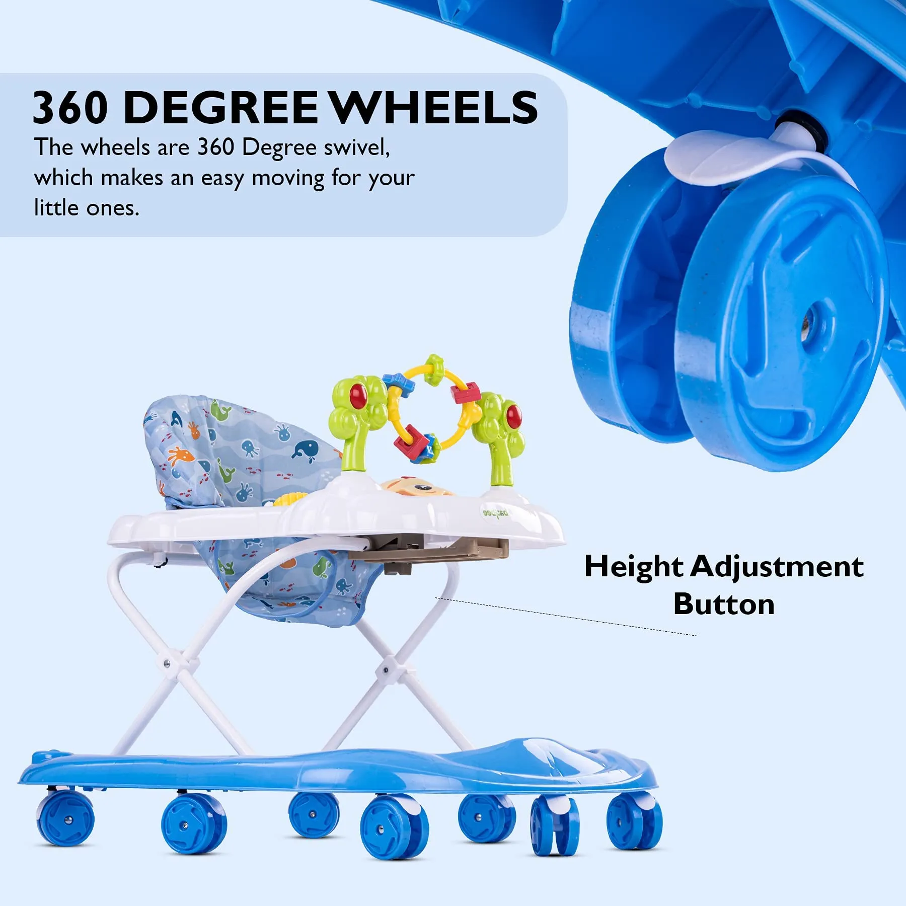 Baybee Bobble Baby Walker for Kids with Foldable & 3 Height Adjustable