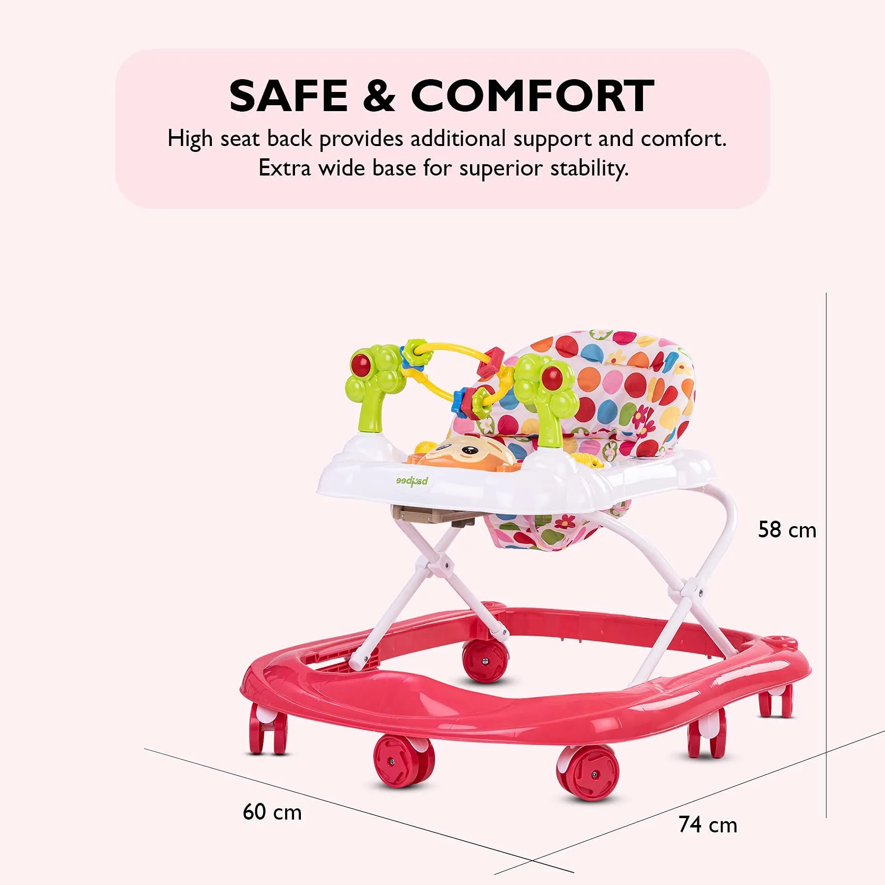 Baybee Bobble Baby Walker for Kids with Foldable & 3 Height Adjustable