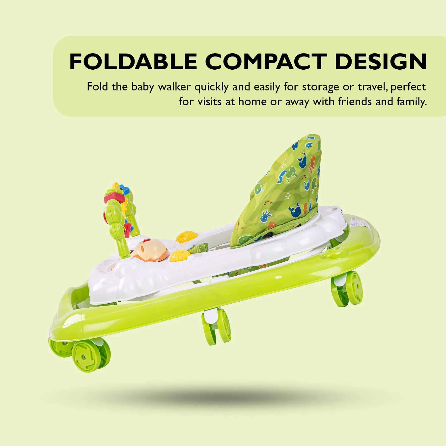 Baybee Bobble Baby Walker for Kids with Foldable & 3 Height Adjustable