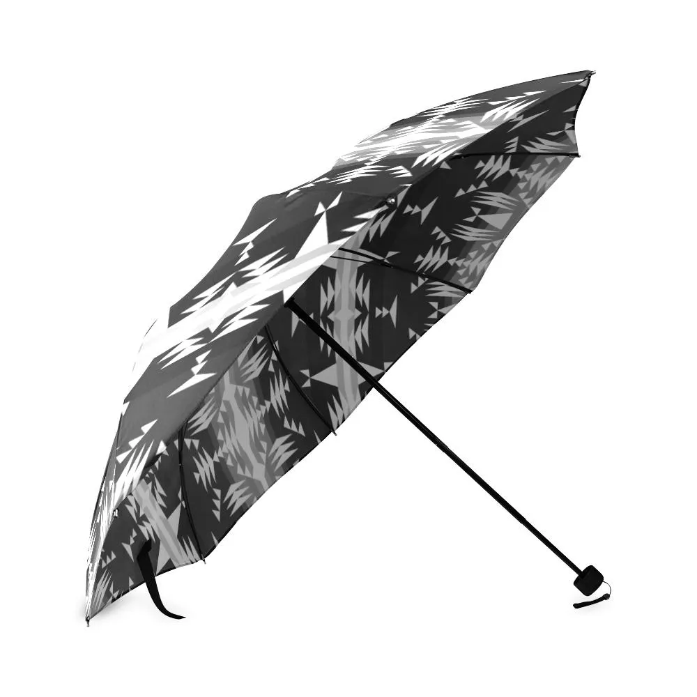 Between the Mountains Black and White Foldable Umbrella