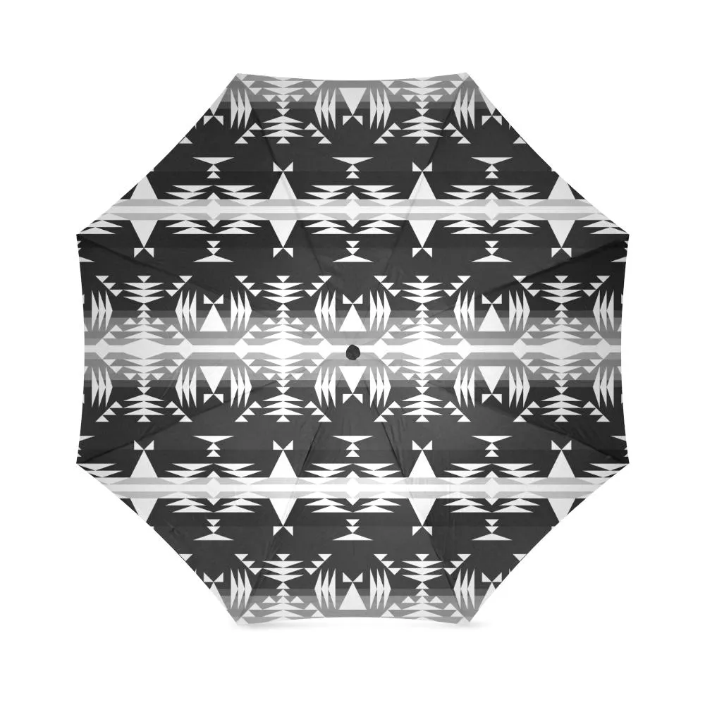 Between the Mountains Black and White Foldable Umbrella