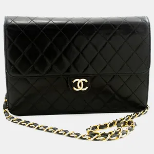 Black Leather Classic Single Flap Bag