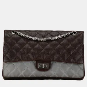 Brown Caviar and Iridescent Calfskin Reissue 2.55 Double Flap 226