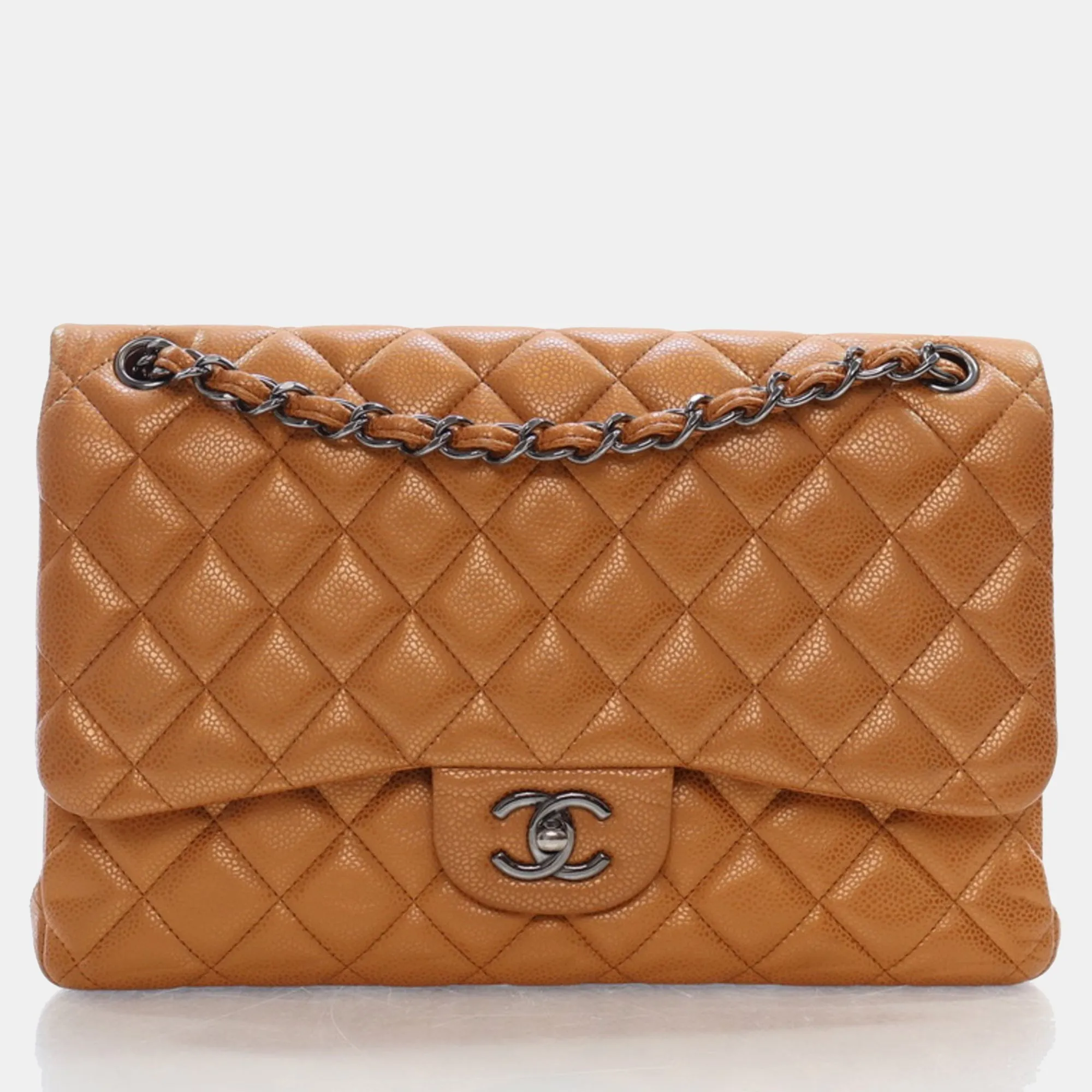 Brpnze Patent Leather Jumbo Classic Double Flap Shoulder Bag