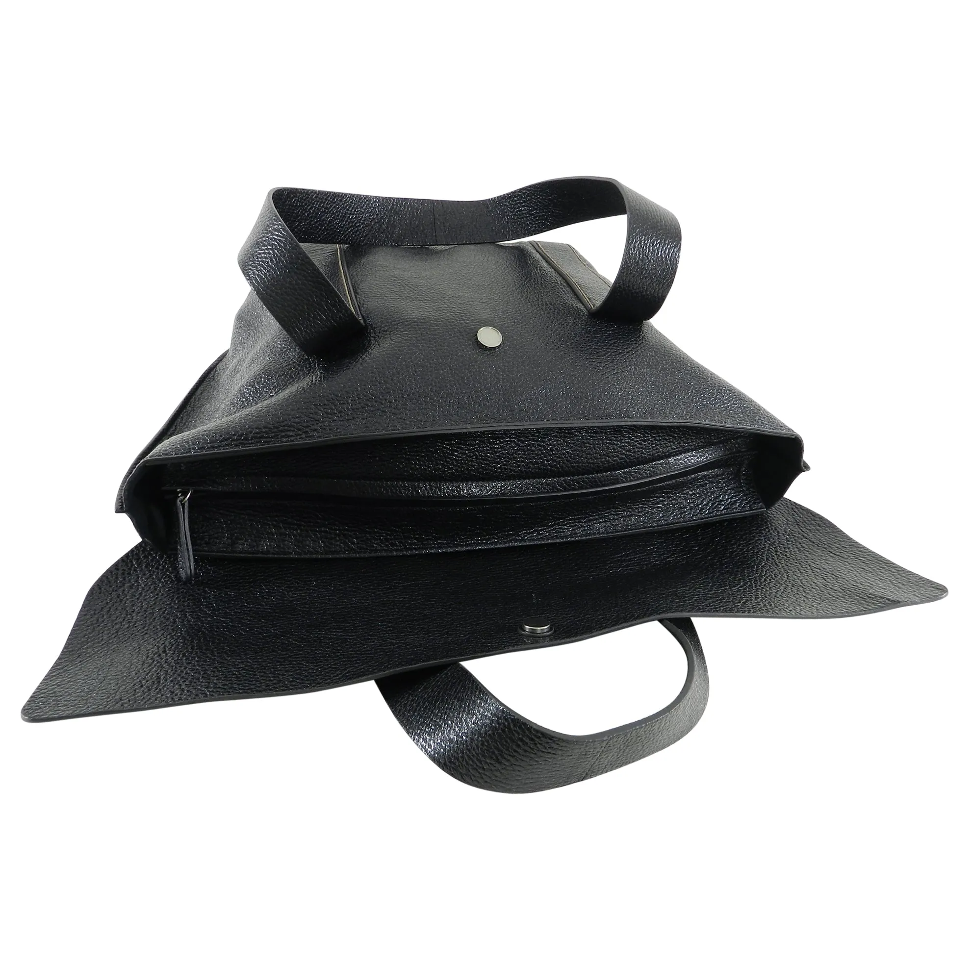 Brunello Cucinelli Black Glossy Tote Bag with Chain Detail