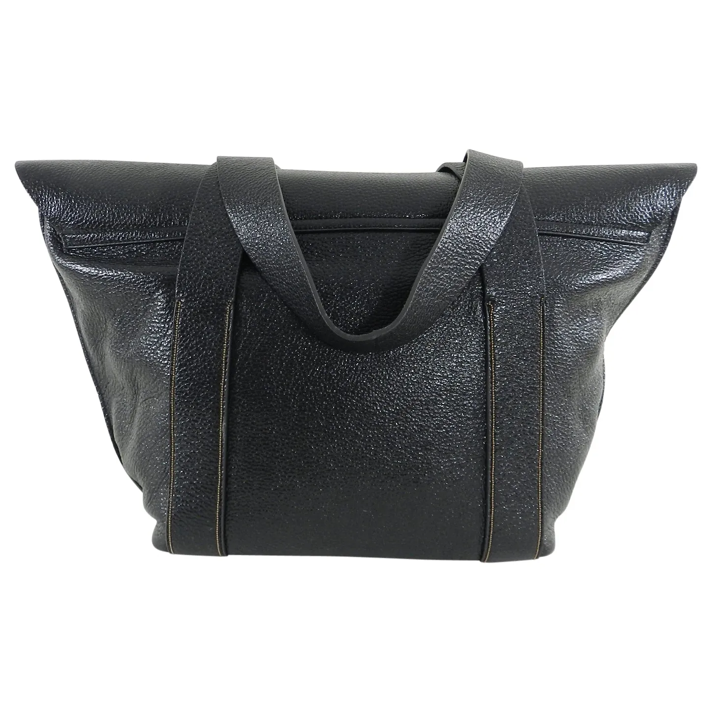 Brunello Cucinelli Black Glossy Tote Bag with Chain Detail
