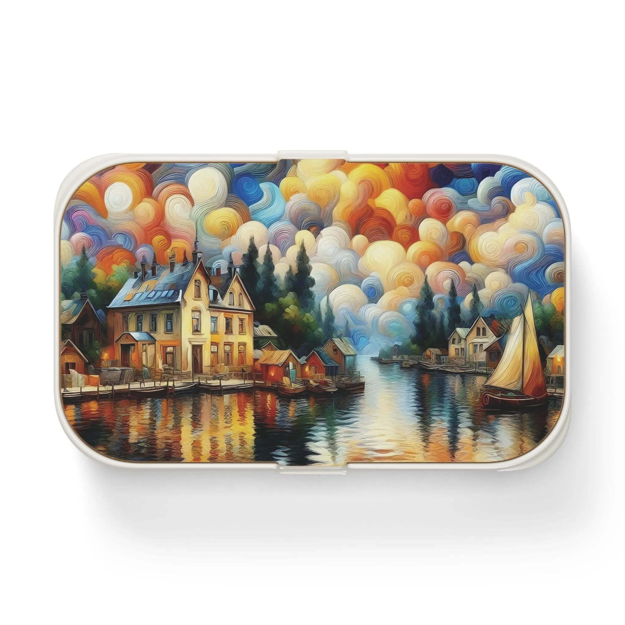 Buildings and city image by the lake Bento Lunch Box