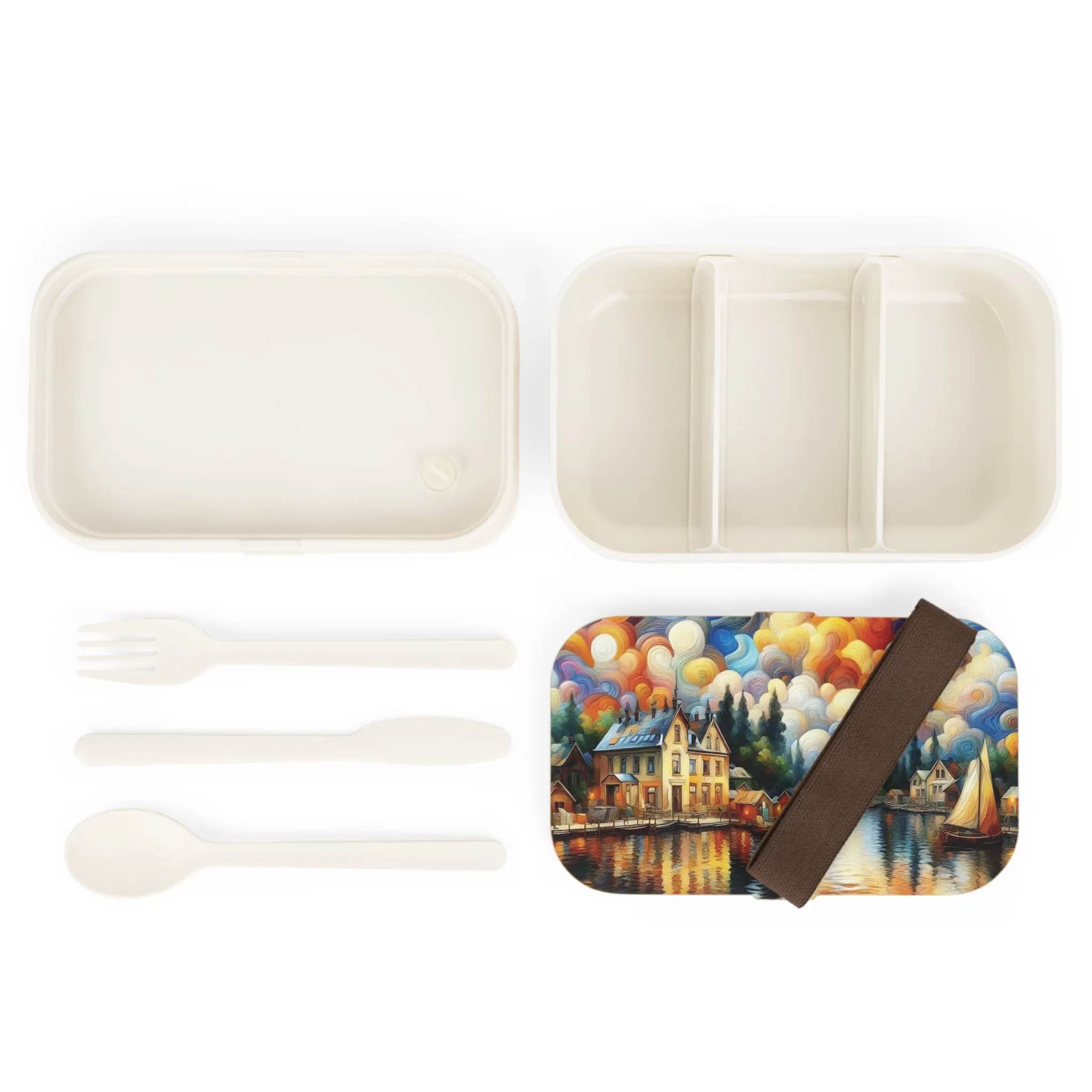 Buildings and city image by the lake Bento Lunch Box