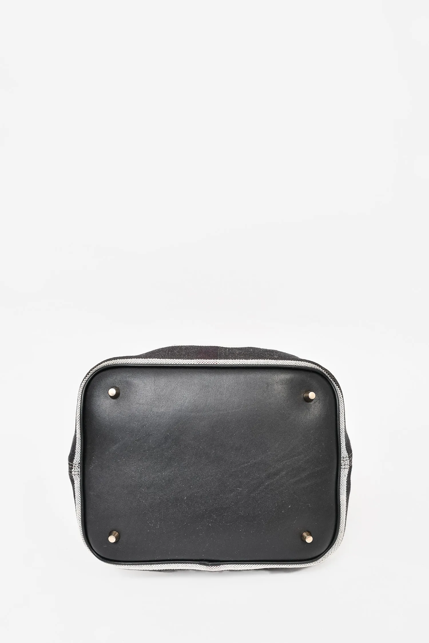 Burberry Nova Check Linen/White Leather Ashby Bucket Bag