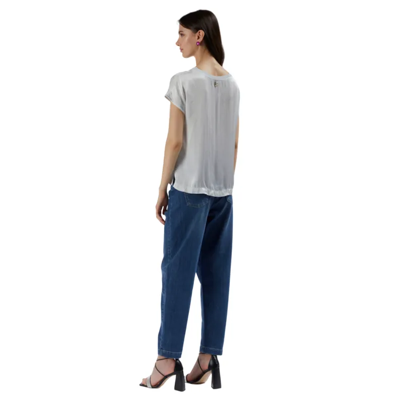 CafèNoir Blusa con caniche corte a pipistello C7JC0067 W065 gesso