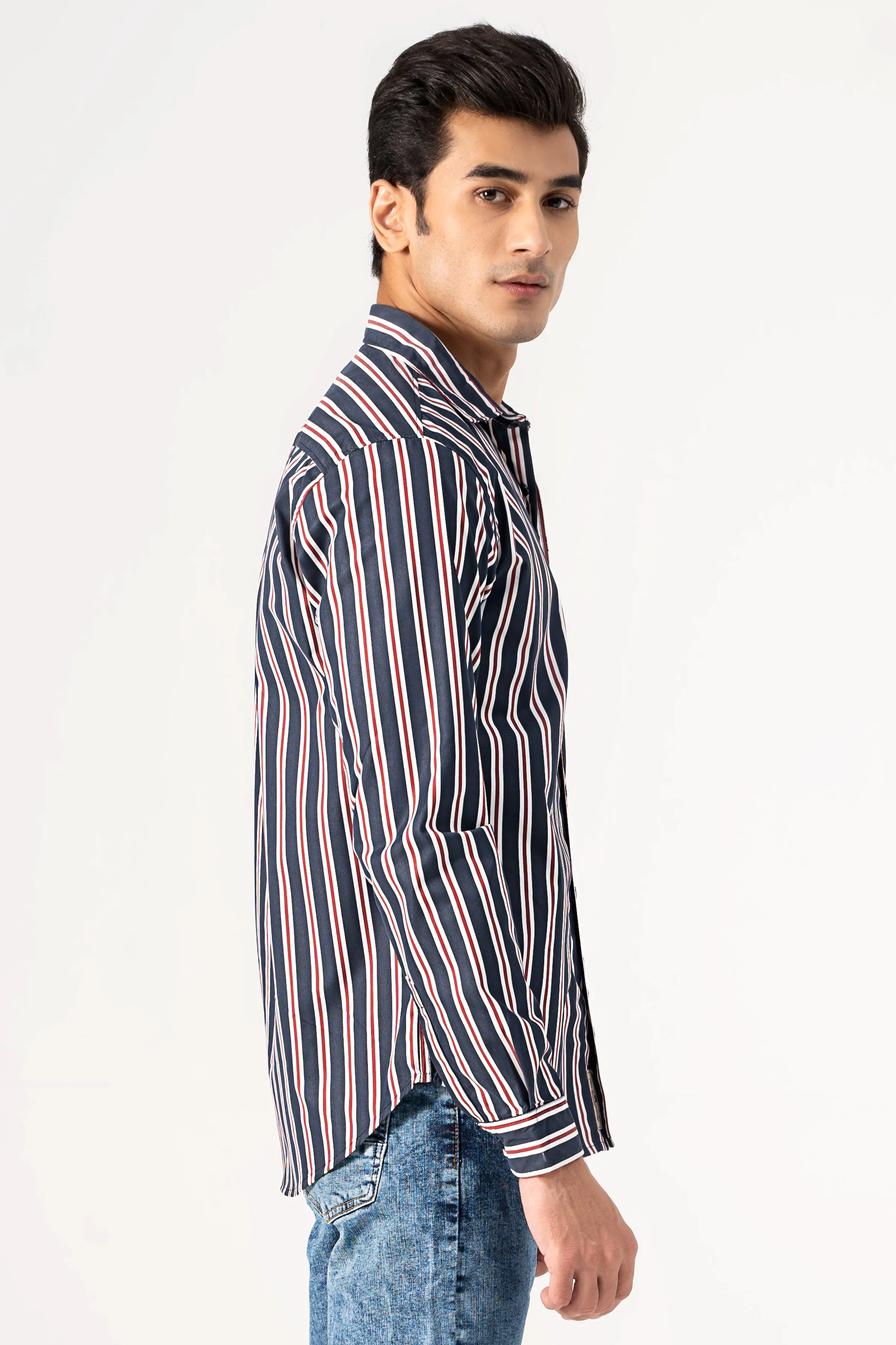 CASUAL SHIRT NAVY STRIPER