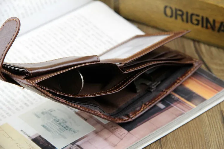 Casual Wallets For Men New Design Genuine Leather Top Purse Wallet With Coin Bag