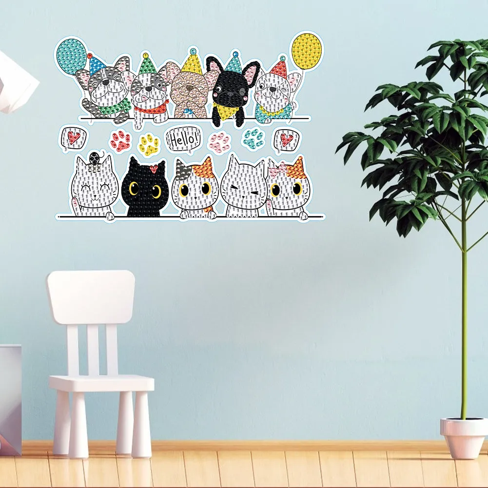 Cat Dog Diamond Mosaic Sticker Art Crafts DIY Cartoon Stickers for Kids Beginner