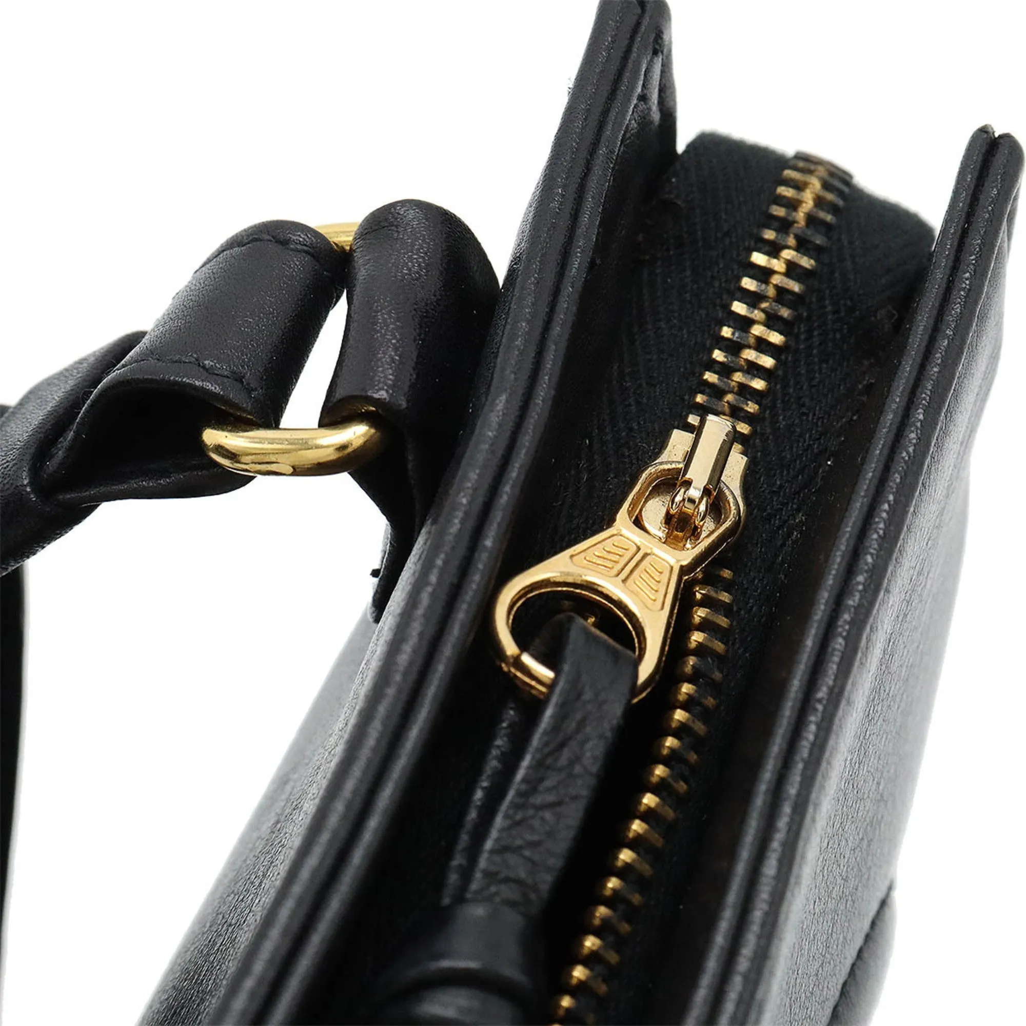CHANEL Coco Mark Waist Bag, Pouch, Body Belt Leather, Black #85
