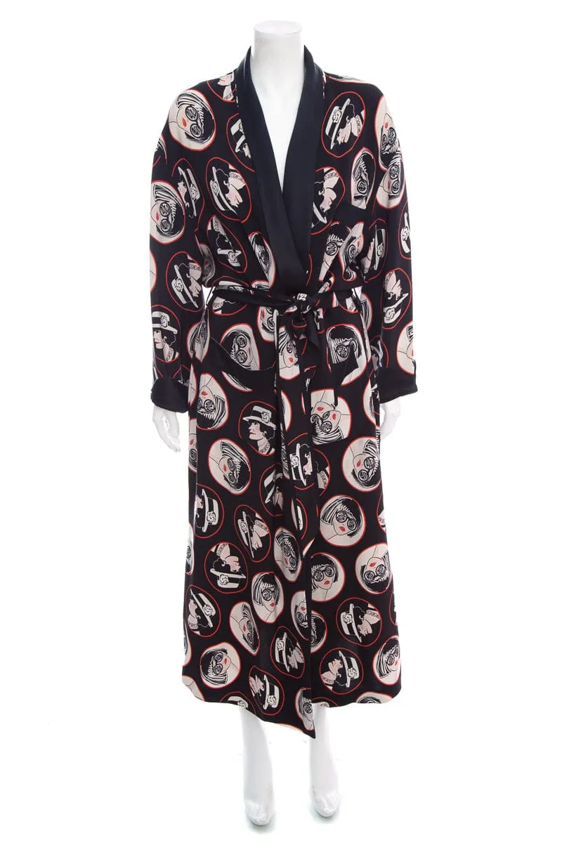 CHANEL Coco Print 2007 Spring Runway Unisex Silk Robe