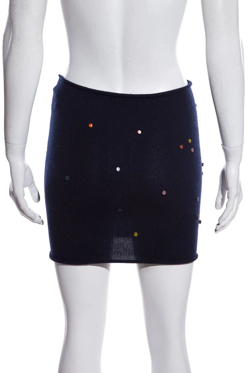 Chanel Confetti Cashmere Navy Skirt SZ 34