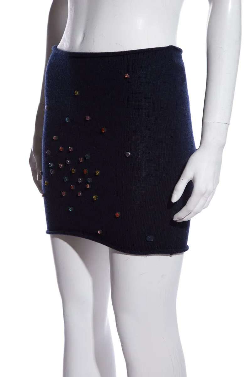 Chanel Confetti Cashmere Navy Skirt SZ 34