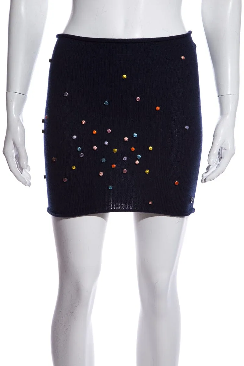 Chanel Confetti Cashmere Navy Skirt SZ 34